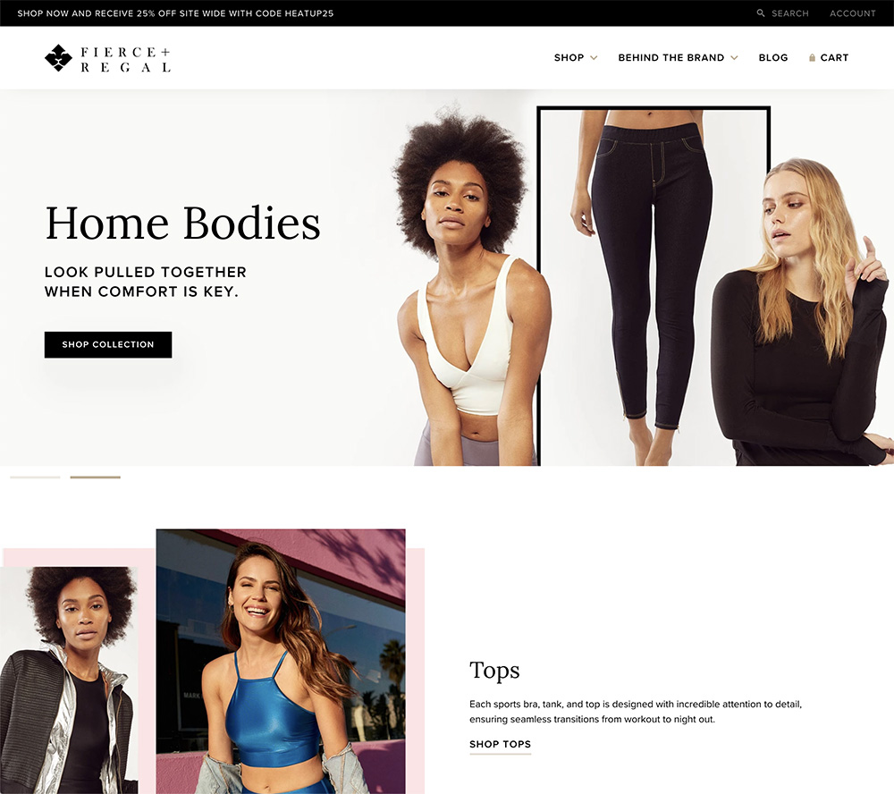 Fashion apparel website custom home page design in Shopify