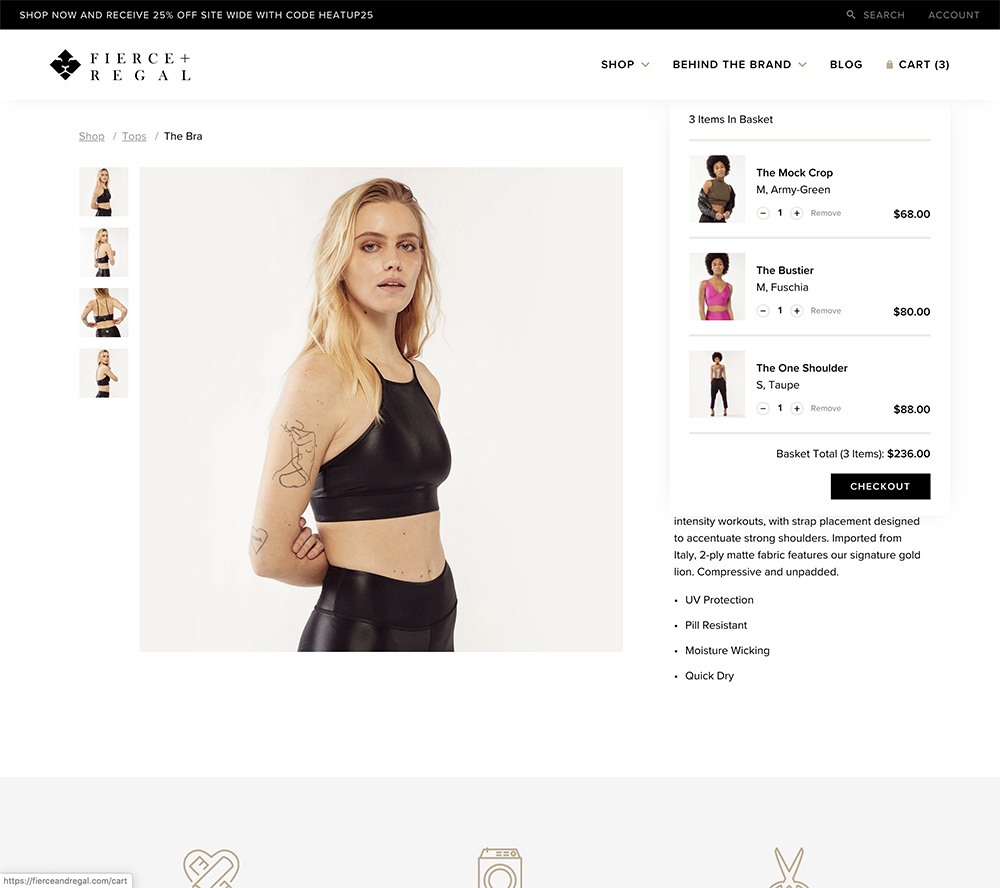 Fashion apparel website custom product page design in Shopify