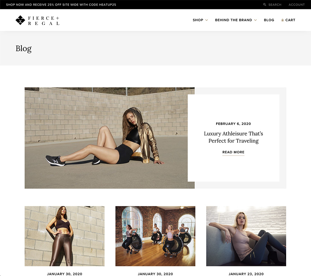 Fashion apparel website custom blog design in Shopify