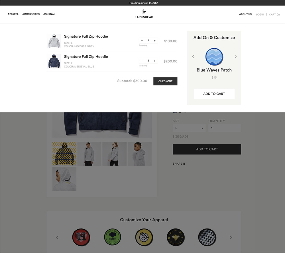 Custom shopping cart design in Shopify