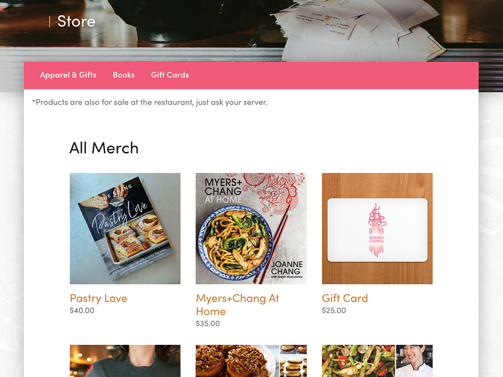 Online store design in WooCommerce for Boston's Myers and Chang