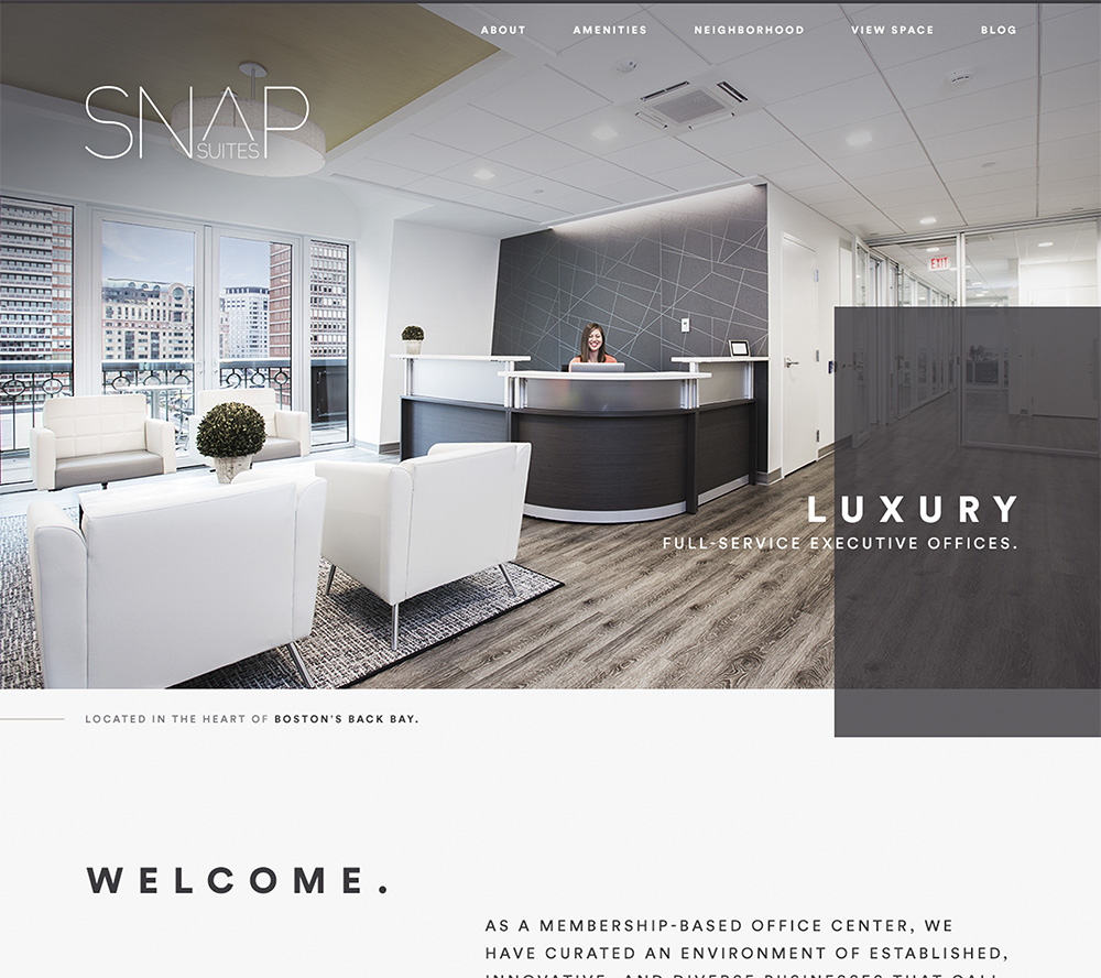 Commercial real estate website design for Snapsuites