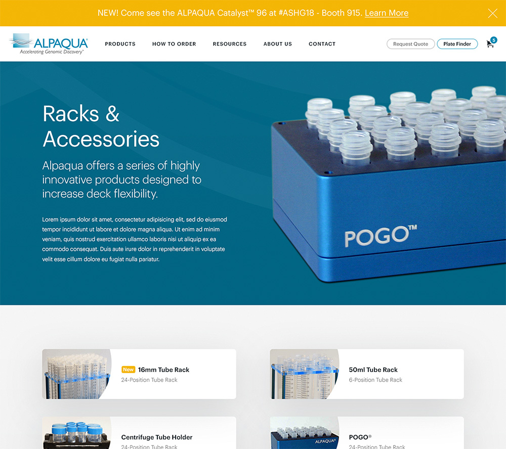 E-commerce design for life sciences and technology website using WooCommerce