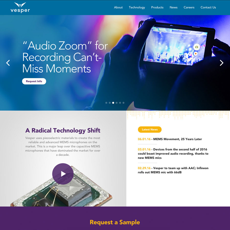 Website design for tech startup Vesper Technologies, Inc