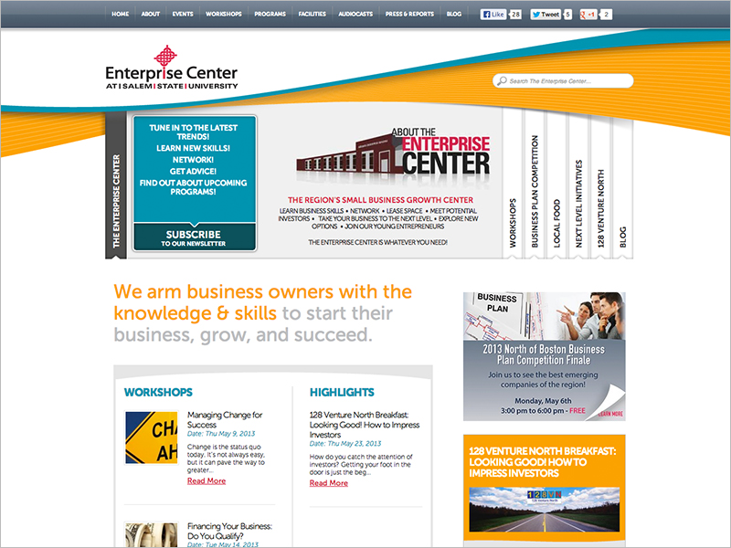 The Enterprise Center Website Design Award Winner