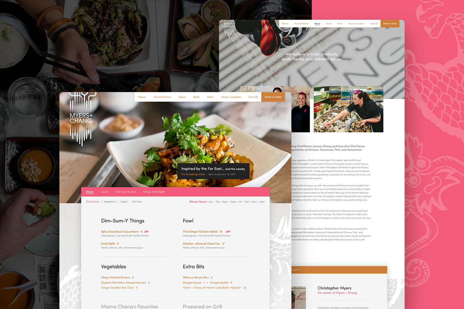 Restaurant website design in WordPress for Boston's Myers and Chang