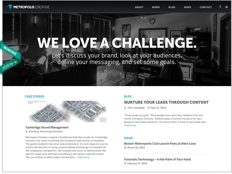 Award winning website design: Metropolis Creative