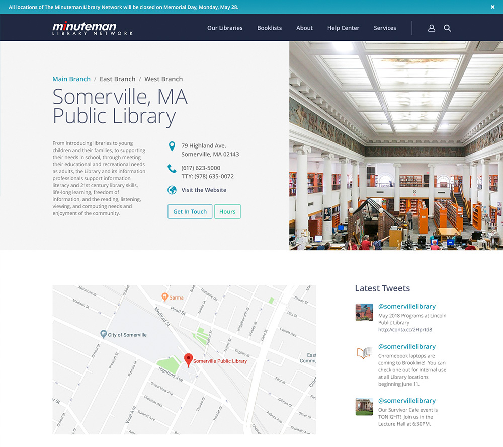 Custom website design for the Minuteman Library Network of Massachusetts